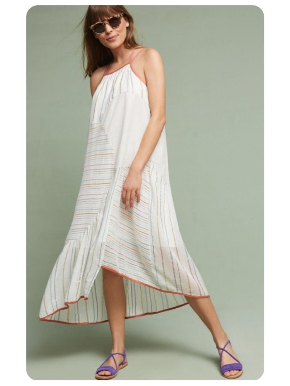 Anthropologie Akemi + Kin Deana Stripe Swing Midi Dress sz xs